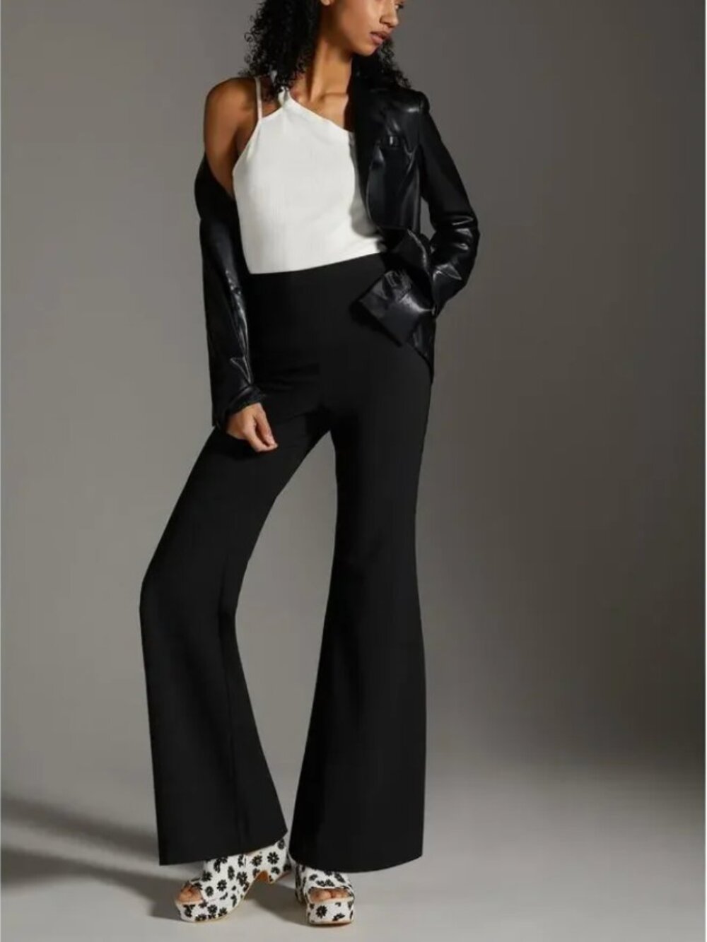 NWT Anthropologie Hutch Stretch Black Crepe Flare Pants - Size Medium